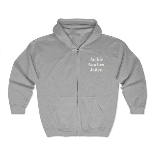 JNJ Forever Young Angels Front & Back ~ Unisex Heavy Blend™ Full Zip Hooded Sweatshirt