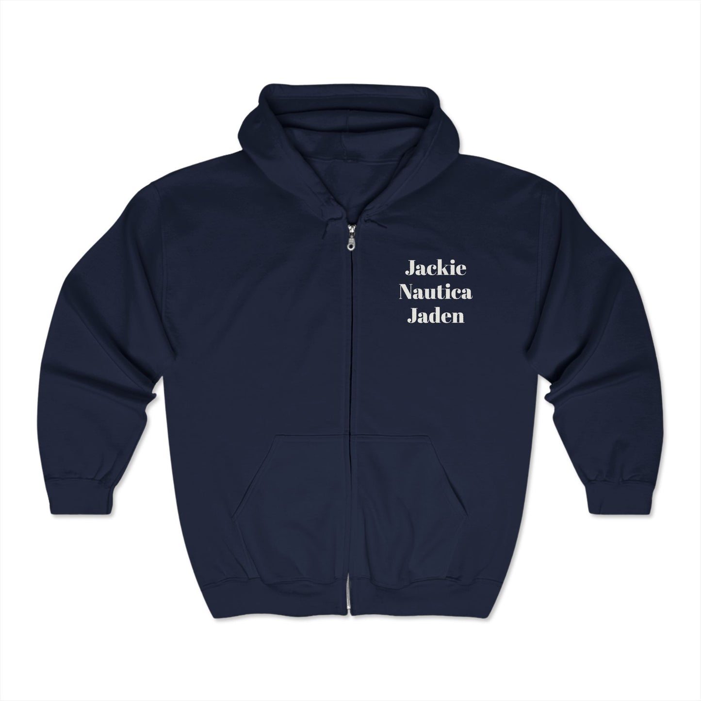 JNJ Forever Young Angels Front & Back ~ Unisex Heavy Blend™ Full Zip Hooded Sweatshirt